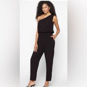 DKNY One-Shoulder Crepe Jumpsuit NWT L